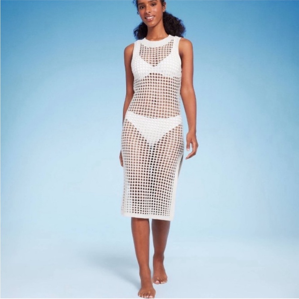 Shade & Shore White Crochet Swim Cover-Up
